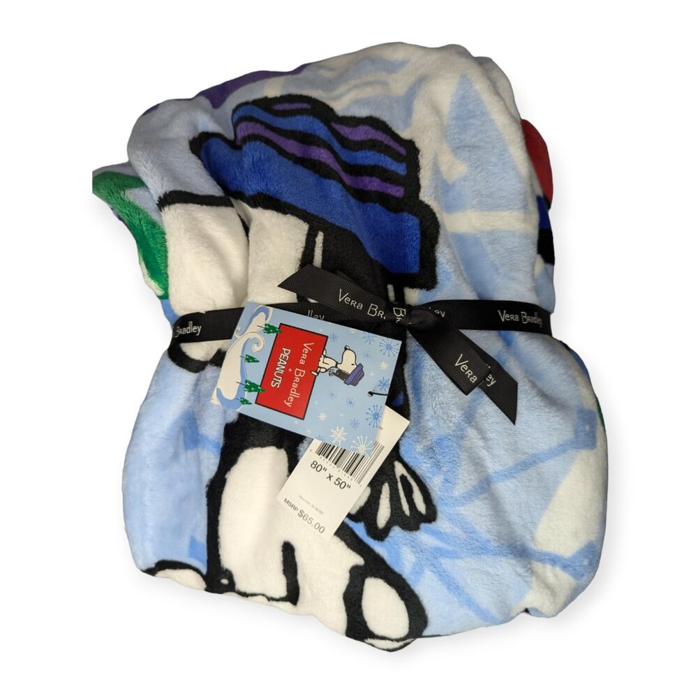 Vera Bradley New Peanuts Ski Slope Snoopy 80" x 50" Soft Fleece Throw